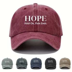 Hope Letter Print Washed Cotton Baseball Cap Distressed Retro Style Adjustable Sun Hat For Men And Women