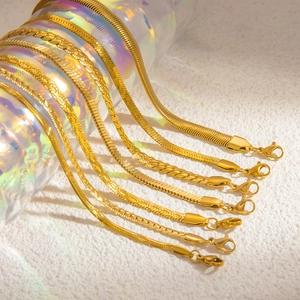 Collection of various 18k gold plated stainless steel snake and blade chains for women