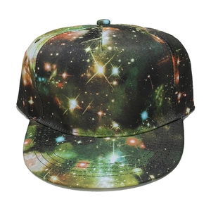 Full-print galaxy nebula starry sky snapback hat, stylish flat brim hip-hop baseball cap