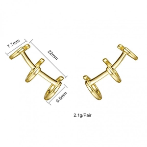 Spécifications de taille pour boucles d'oreilles triple anneau dorées avec zircone