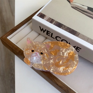 Cute ginger cat acrylic hair claw clip with creative cartoon animal design for women