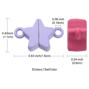 Pentagram star magnetic clasps for DIY jewelry in purple and magenta with size specs