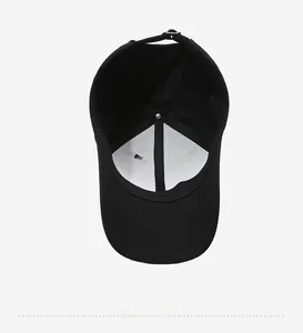Internal detail of black baseball cap showing white support lining and mesh back panel