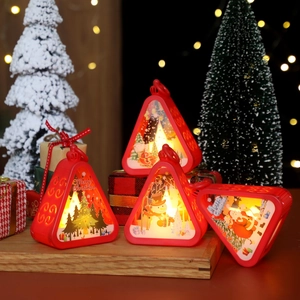 Vintage Christmas lantern decoration with festive LED lighting and holiday patterns