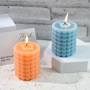 Stampo cilindrico in silicone con texture a cuore 3D per candele profumate fai da te