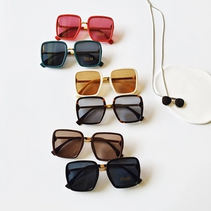 Chic oversized square children's sunglasses with UV400 protection in assorted colors