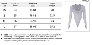 Tableau des tailles pour body à manches longues avec mesures en cm des tailles XS à L