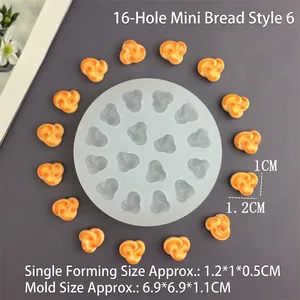 Detailed view of 16-cavity mini bread silicone mold for DIY cake decoration and resin crafts