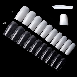 500pcs full cover coffin nail tips in clear and natural white colors for manicure