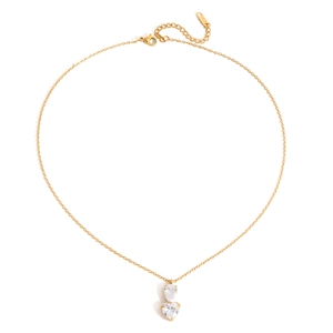 Collana in acciaio inossidabile placcata oro 18K con doppi ciondoli in zirconia