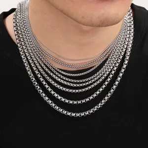 Minimalist Stainless Steel Box Chain Necklace Simple Fashion Jewelry Plain Link Chain For Men And Women