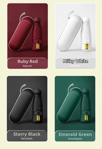 Portable five-fold capsule umbrella set in four colors with UPF 50+ UV protection shells