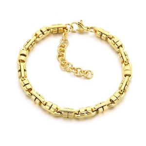 Modern gold stainless steel link chain bracelet with adjustable lobster clasp closure