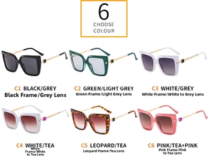 Collection of six butterfly oversized square sunglasses in assorted colors and gradient lenses