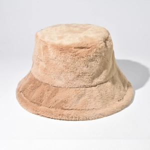 Faux Fur Bucket Hat Thickened Plush Warm Fisherman Cap For Women Korean Style Solid Color Soft Windproof Winter Outdoor