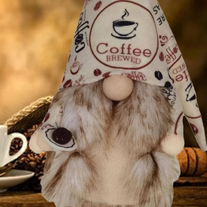 Nordic Christmas coffee gnome plush doll with knitted hat and long beard for home decor