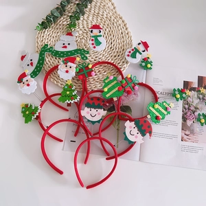 Christmas Headband Cloth Plastic Spring Felt Santa Snowman Reindeer Tree Party Hair Accessories For Kids