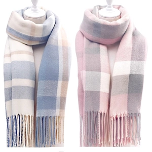 Plaid Scarf Imitation Cashmere Large Thick Warm Winter Shawl Wraps With Tassels Soft Knit Neck Warmer For Women Men