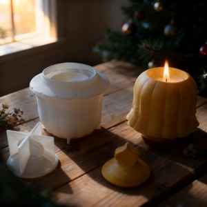 DIY Christmas bell candle resin silicone mold kit for making striped storage jars
