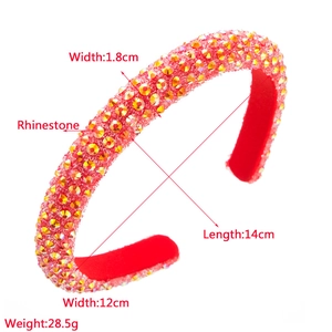 Detaillierte Größenangaben für rotes Strass-Stirnband mit 1,8 cm Breite und 14 cm Länge