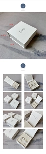 Detail view of square beige magnetic jewelry box with 10x10x4.5cm dimensions