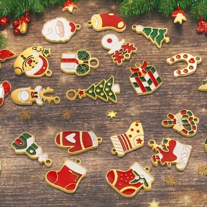 Festive 18K gold-plated stainless steel Christmas charms for DIY jewelry making