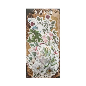 Vintage floral washi sticker pack with lily and rose designs for DIY scrapbooking