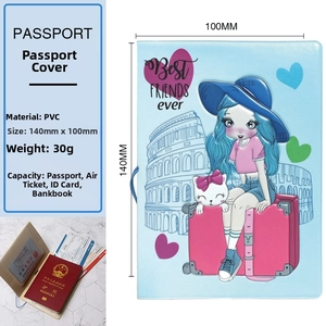 Waterproof PVC passport cover with blue cartoon design and internal multi-card organizer slots