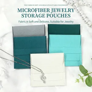 Microfiber Jewelry Pouch Envelope Style Soft Suede Velvet Storage Bag For Necklace Bracelet Ring Earrings Luxury Gift Packaging
