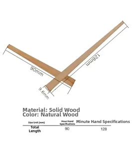 Macro detail of walnut wood clock hands showing DIY clock replacement dimensions