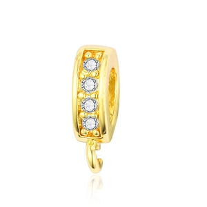 Close-up of gold plated bail clasp with four cubic zirconia stones for DIY jewelry