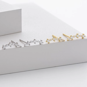 Orecchini a lobo curvi in argento sterling 925 in finitura oro e argento con zirconi