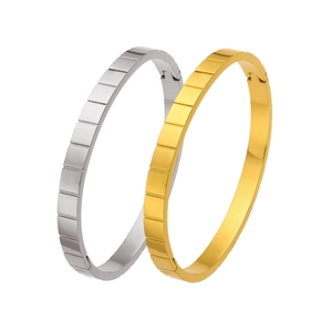 Bracciali in acciaio inossidabile placcati oro 18k con motivo geometrico oro e argento