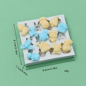 Christmas 12-cavity silicone mold for DIY baking with tree snowman and deer shapes