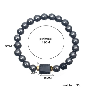 Detailed size chart for 8mm tiger eye bead bracelet with 19cm circumference and 33g weight