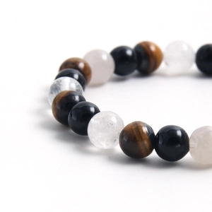 Fashionable moonstone and yellow tiger eye stone beaded bracelet for men in mixed colors