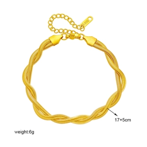 Elegante bracciale a catena intrecciata in acciaio inossidabile dorato con estensione