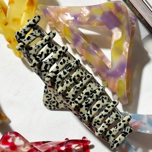 French style triangle leopard print acetate hair claw clip for thick hair styling