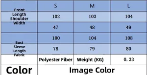 Detailed size guide table for slim fit hooded knit long sleeve dress for women