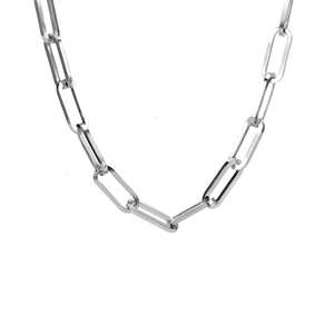 7mm silver stainless steel paperclip chain necklace and bracelet hip-hop jewelry set
