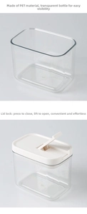 Close-up of food-grade storage jar with easy-to-use one-handed press lock lid