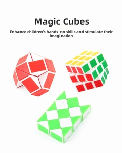 Classic 3x3 speed cube with two flexible snake ruler puzzles for kids skill training