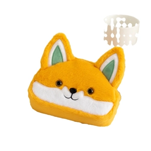 Cute orange plush fox pencil case with fluffy faux fur and large storage capacity