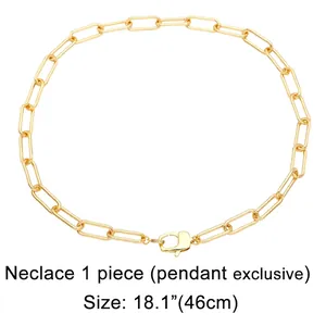 Polished gold paperclip chain necklace 18.1 inches with lobster clasp for men and women