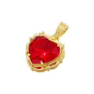 Elegant gold heart pendant necklace featuring a vibrant red gemstone center