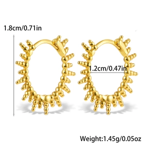 Detail showing dimensions and weight of golden S925 silver beaded hoop earrings