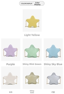 Star-shaped PVC jelly bag color options with dotted texture and golden chain straps