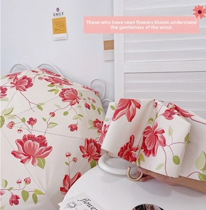 French style floral umbrella with red peony pattern and elegant golden U-shaped handle