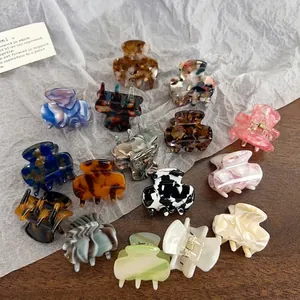 Mini Hair Claw Clips Acetate Marble Tortoise Shell Pattern Elegant Small Hairpin Accessories For Women Girls