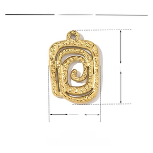 Detailed parameter diagram of gold spiral clover pendant in stainless steel 23x16mm